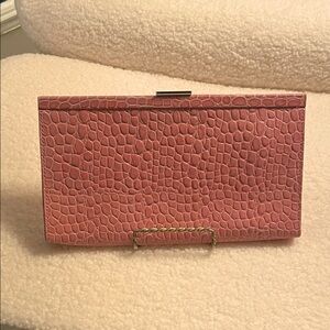 Elegant Pink Crocodile-Embossed Clutch